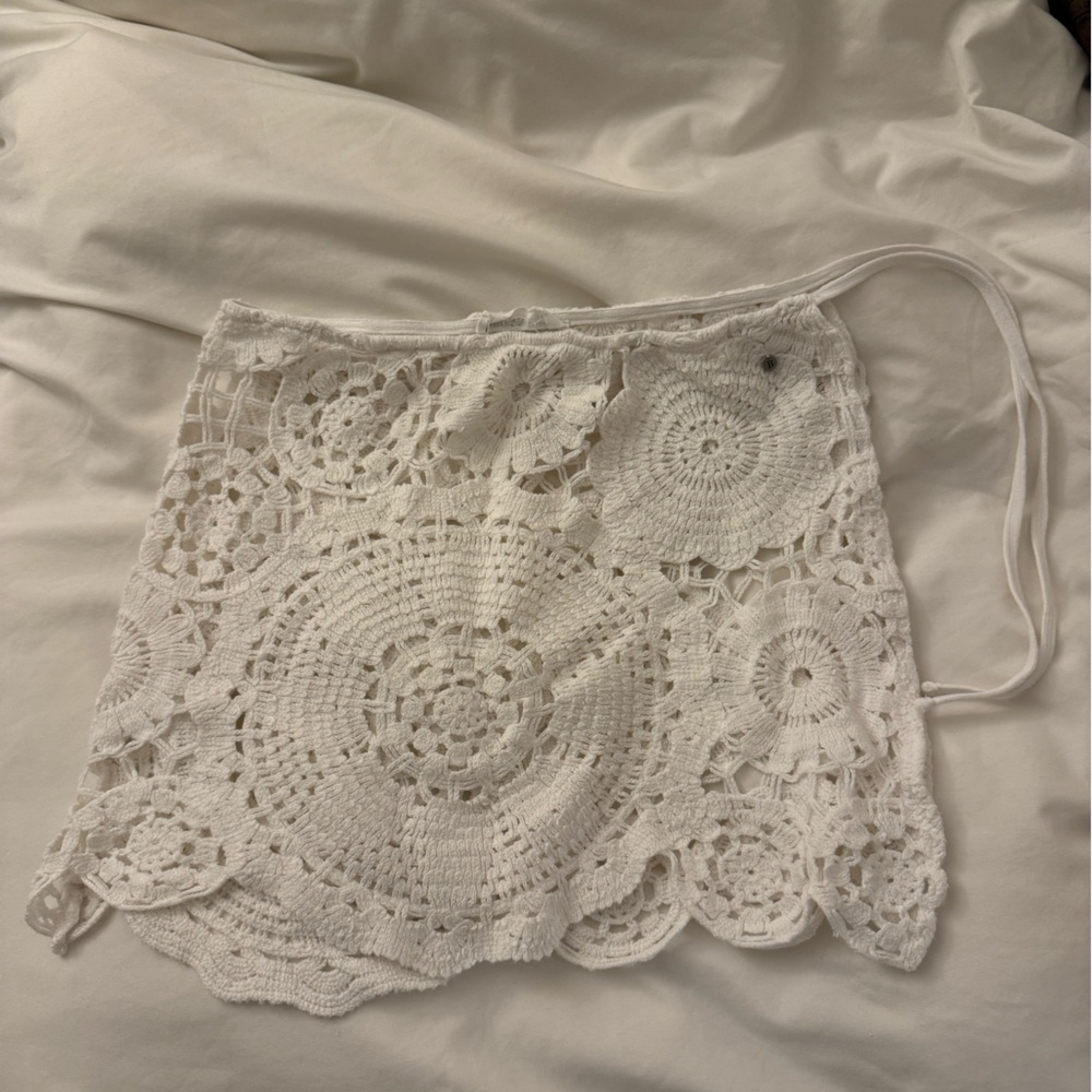 White Crochet Mini Skirt